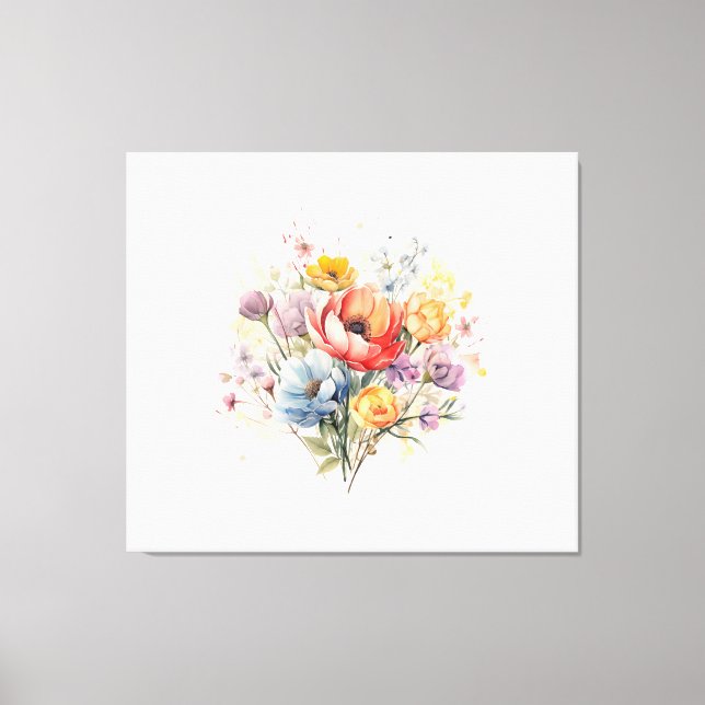 Abstraktes Blumenwasser farbenfrohe Bouquet Leinwanddruck (Vorderseite)