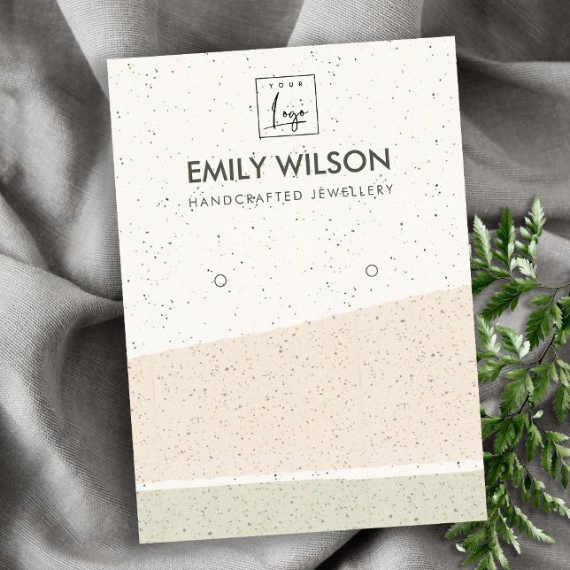 ABSTRAKTES BLUSH KERAMIK WAVES EARRING DISPLAY LOG VISITENKARTE (Von Creator hochgeladen)