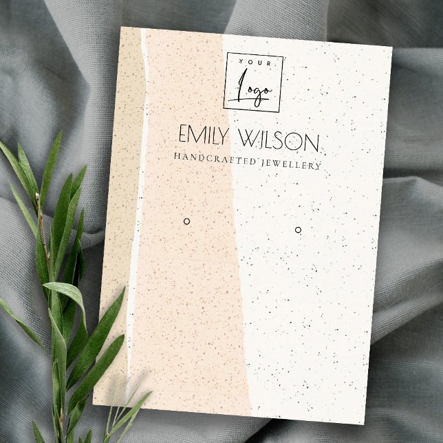 ABSTRAKTES BLUSH KERAMIK WAVES EARRING DISPLAY LOG VISITENKARTE (Von Creator hochgeladen)