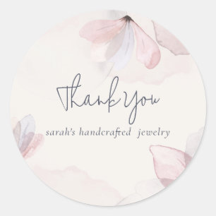Abstraktes Blush Watercolor Blumengeschäft dank Runder Aufkleber