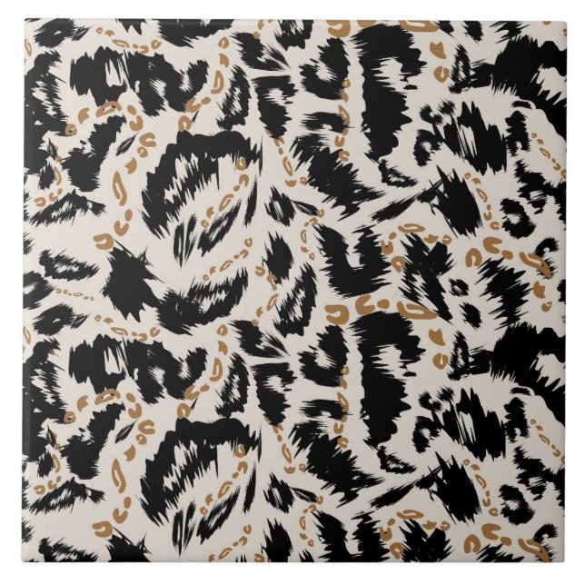 Abstraktes Bohemian-Afrika-Leopard-Muster  Fliese (Vorderseite)