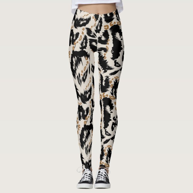 Abstraktes Bohemian-Afrika-Leopard-Muster  Leggings (Vorderseite)
