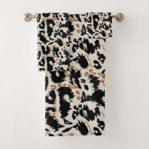 Abstraktes Bohemian-Afrika-Leopardenmuster Badhandtuch Set
