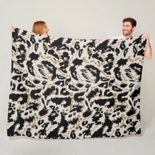 Abstraktes Bohemian-Afrika-Leopardenmuster Fleecedecke