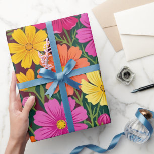 Abstraktes Boho-Blumen-Schmetterlings-Geschenkpapi Geschenkpapier