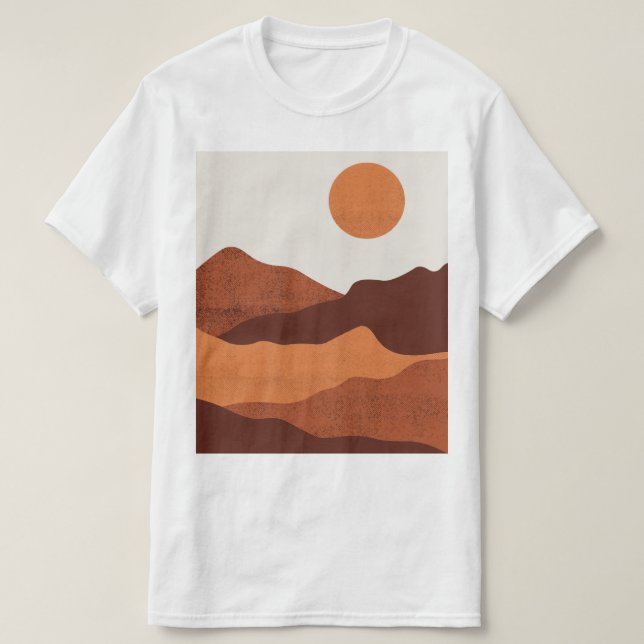 Abstraktes Boho Chic Wüste Berge Landschaft T-Shirt (Design vorne)