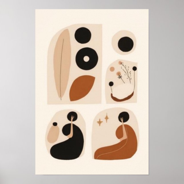 Abstraktes Boho-Galeriewand-Set | Minimalistische  Poster (Vorne)