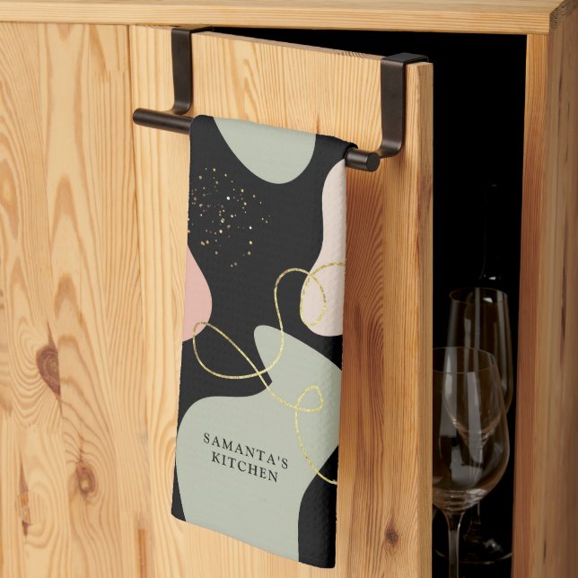 Abstraktes Boho Geometric-Muster für Bio Formen Geschirrtuch (Drittel gefaltet)