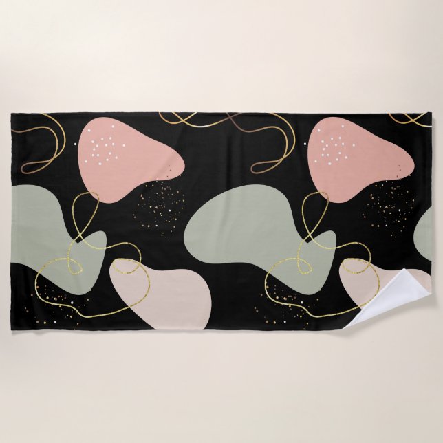 Abstraktes Boho Geometric-Muster für Bio Formen Strandtuch (Vorderseite)