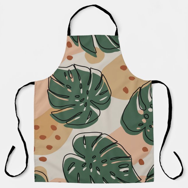 Abstraktes boho monstera muster. Modernes nahtlose Schürze (Vorderseite)