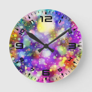 Abstraktes Bokeh-Design Runde Wanduhr