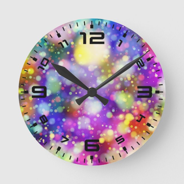 Abstraktes Bokeh-Design Runde Wanduhr (Vorderseite)