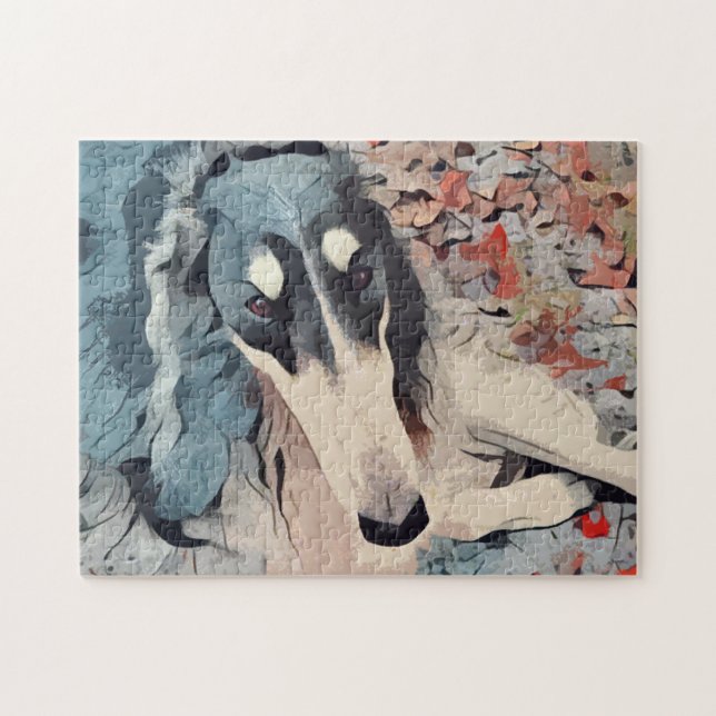 Abstraktes Borzoi-Portrait Puzzle (Horizontal)