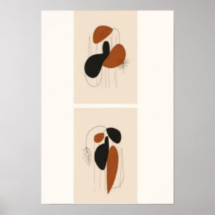 Abstraktes botanisches Duo-Wandkunst-Set   Moderne Poster