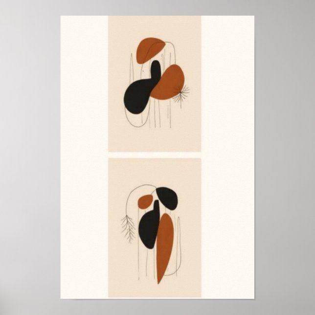 Abstraktes botanisches Duo-Wandkunst-Set | Moderne Poster (Vorne)