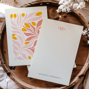 Abstraktes Botanisches Florales Monogramm & Name Mitteilungskarte