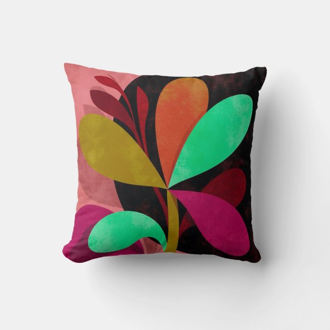 Abstraktes botanisches Kissen (Vorderseite)
