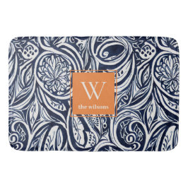 Abstraktes Botanisches Monogramm für kühle Navy-Ro Badematte