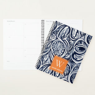 Abstraktes Botanisches Monogramm für kühle Navy-Ro Planer