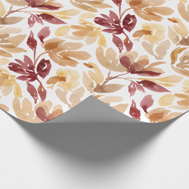 Abstraktes botanisches Muster in warmen Herbstfarb Geschenkpapier (Ecke)