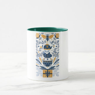 Abstraktes botanisches und tierisches Wandgemälde Tasse