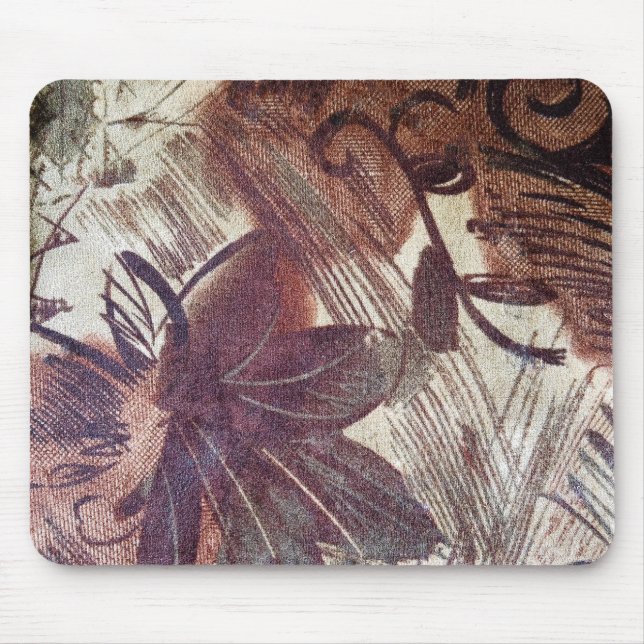 Abstraktes braunes Blumendesign 1 Mousepad (Vorne)