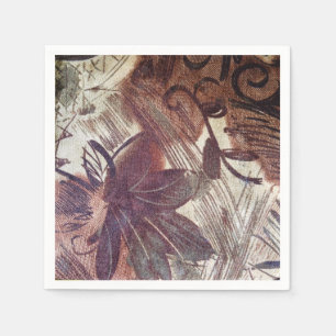 Abstraktes braunes Blumendesign 1 Serviette