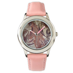 Abstraktes braunes Blumendesign 2 Armbanduhr