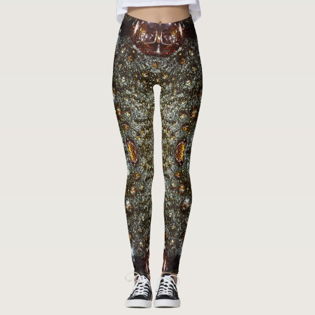Abstraktes braunes, dunkelgraues Texturmuster Leggings (Vorderseite)