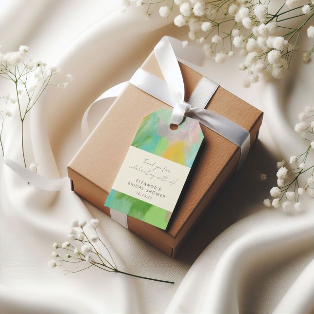 Abstraktes Brautparty für Wasserfarben Vielen Dank Geschenkanhänger (Von Creator hochgeladen)