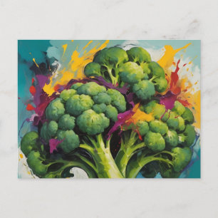 Abstraktes Broccoli-Muster mit fetten Pinselstrich Postkarte