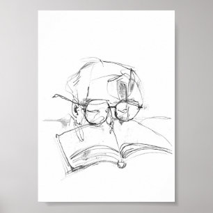 Abstraktes Buchüberlaufportrait Poster