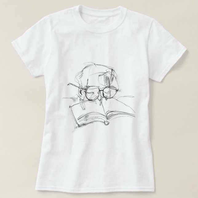 Abstraktes Buchüberlaufportrait T-Shirt (Design vorne)