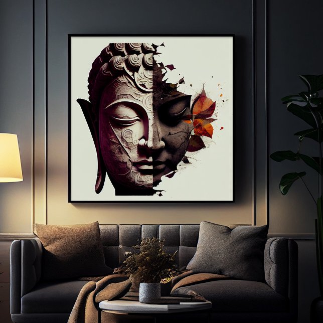 Abstraktes Buddha-Portrait | Digital Art Poster (Abstract Portrait of Buddha | Digital Art Poster)