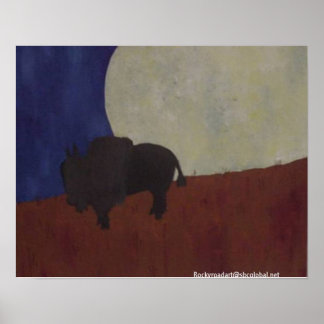 Abstraktes Buffalo in der Nacht Poster