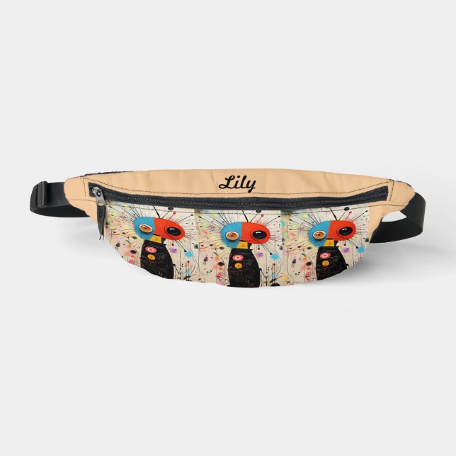 Abstraktes Bug Fanny Pack in Red Black & Beige Bauchtasche (Vorderseite)