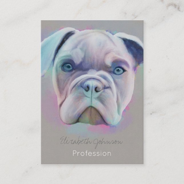 Abstraktes Bulldog Portrait Farbige Malerei Visitenkarte