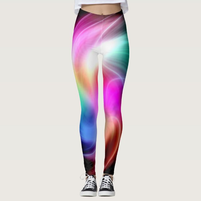 Abstraktes buntes Fraktal-Muster Leggings (Vorderseite)