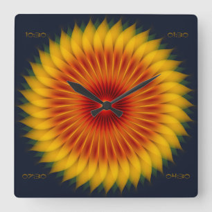 ABSTRAKTES BUNTES HELLES SONNENBLUME-MUSTER QUADRATISCHE WANDUHR