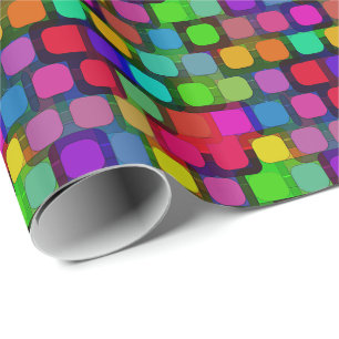 Abstraktes, buntes Quadrat-Muster Geschenkpapier