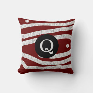 Abstraktes "Burgundy Wine" Monogramm-Kissen Kissen