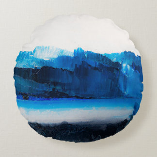 Abstraktes Canvas: Moderne Kunsttextur. Rundes Kissen