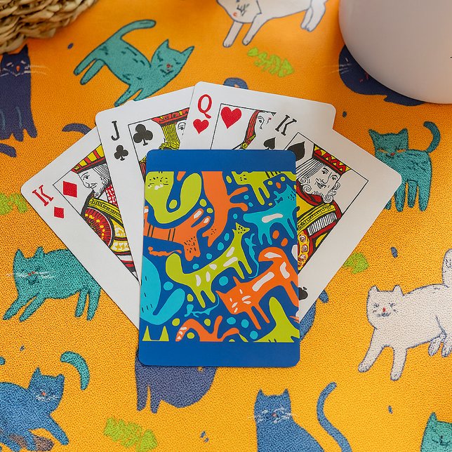 Abstraktes Cat Pattern Whimsisches Modernes Hausti Spielkarten (Von Creator hochgeladen)