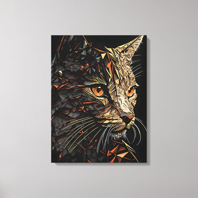 Abstraktes Cat-Portrait Leinwanddruck (Vorderseite)