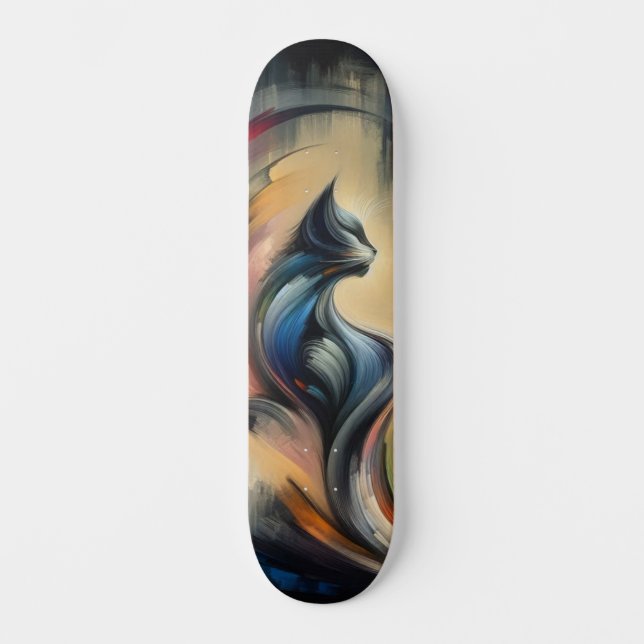 Abstraktes Cat Skateboard: Künstlerisch Skateboard (Vorderseite)