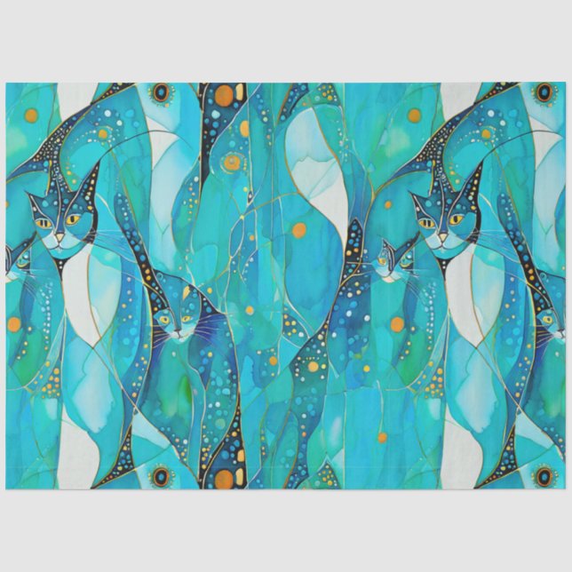 Abstraktes Cat Tissue Paper Seidenpapier (Vorderseite)