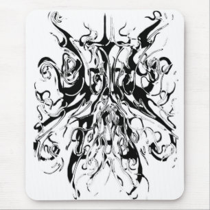 Abstraktes Chaos-Tribal-Design - Schwarzweiß Mousepad