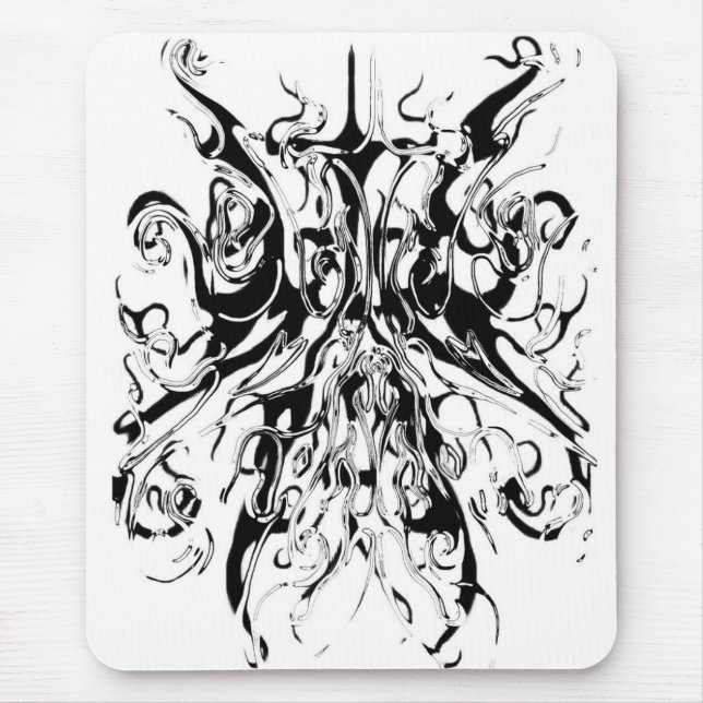 Abstraktes Chaos-Tribal-Design - Schwarzweiß Mousepad (Vorne)