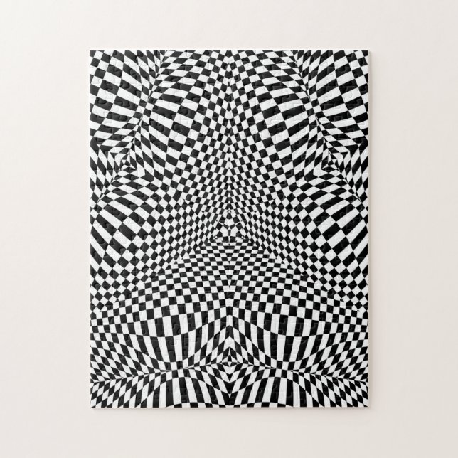 Abstraktes checkered Schwarzweiss-Muster Puzzle (Vertikal)