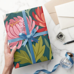 Abstraktes Chrysanthemen-Schmetterlinge-Geschenkpa Geschenkpapier